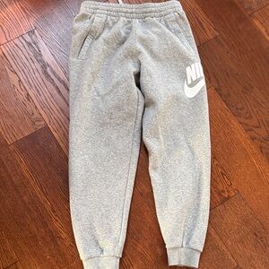 Nike Youth Heather Grey Fleece Joggers with White Logo